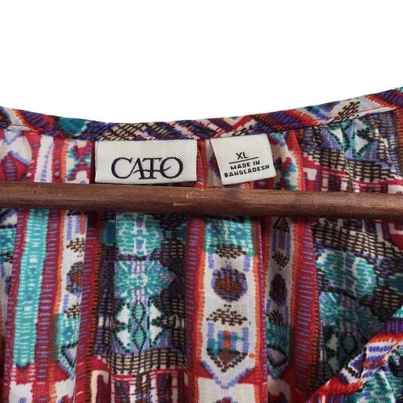 CHICOS Boho Aztec Print with Tassels Size Large - Picture 3 of 7